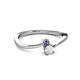 2 - Lucie 4.10 mm Bold Round Iolite and White Sapphire 2 Stone Promise Ring 