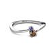 2 - Lucie 4.10 mm Bold Round Iolite and Smoky Quartz 2 Stone Promise Ring 