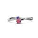 1 - Lucie 4.10 mm Bold Round Iolite and Rhodolite Garnet 2 Stone Promise Ring 