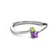 2 - Lucie 4.10 mm Bold Round Peridot and Amethyst 2 Stone Promise Ring 