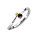 3 - Lucie 4.10 mm Bold Round Peridot and Red Garnet 2 Stone Promise Ring 