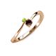 3 - Lucie 4.10 mm Bold Round Peridot and Red Garnet 2 Stone Promise Ring 