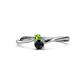 1 - Lucie 4.10 mm Bold Round Peridot and Black Diamond 2 Stone Promise Ring 