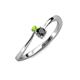 3 - Lucie 4.10 mm Bold Round Peridot and Black Diamond 2 Stone Promise Ring 