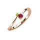 3 - Lucie 4.10 mm Bold Round Peridot and Ruby 2 Stone Promise Ring 