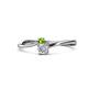 1 - Lucie 4.10 mm Bold Round Peridot and Diamond 2 Stone Promise Ring 