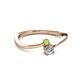2 - Lucie 4.10 mm Bold Round Peridot and Diamond 2 Stone Promise Ring 