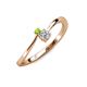 3 - Lucie 4.10 mm Bold Round Peridot and Diamond 2 Stone Promise Ring 