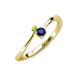 3 - Lucie 4.10 mm Bold Round Peridot and Blue Sapphire 2 Stone Promise Ring 