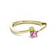 2 - Lucie 4.10 mm Bold Round Peridot and Pink Sapphire 2 Stone Promise Ring 