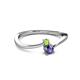 2 - Lucie 4.10 mm Bold Round Peridot and Iolite 2 Stone Promise Ring 