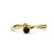 1 - Lucie 4.10 mm Bold Round Peridot and Red Garnet 2 Stone Promise Ring 