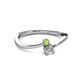 2 - Lucie 4.10 mm Bold Round Peridot and Diamond 2 Stone Promise Ring 