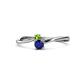 1 - Lucie 4.10 mm Bold Round Peridot and Blue Sapphire 2 Stone Promise Ring 