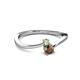 2 - Lucie 4.10 mm Bold Round Peridot and Smoky Quartz 2 Stone Promise Ring 