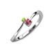 3 - Lucie 4.10 mm Bold Round Peridot and Rhodolite Garnet 2 Stone Promise Ring 