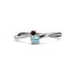 1 - Lucie 4.10 mm Bold Round Red Garnet and Aquamarine 2 Stone Promise Ring 