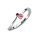 3 - Lucie 4.10 mm Bold Round Red Garnet and Pink Tourmaline 2 Stone Promise Ring 