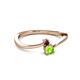 2 - Lucie 4.10 mm Bold Round Red Garnet and Peridot 2 Stone Promise Ring 