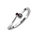 3 - Lucie 4.10 mm Bold Round Red Garnet and Black Diamond 2 Stone Promise Ring 