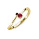 3 - Lucie 4.10 mm Bold Round Red Garnet and Ruby 2 Stone Promise Ring 