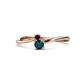 1 - Lucie 4.10 mm Bold Round Red Garnet and London Blue Topaz 2 Stone Promise Ring 