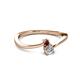 2 - Lucie 4.10 mm Bold Round Red Garnet and Lab Grown Diamond 2 Stone Promise Ring 