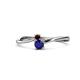 1 - Lucie 4.10 mm Bold Round Red Garnet and Blue Sapphire 2 Stone Promise Ring 