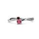 1 - Lucie 4.10 mm Bold Round Red Garnet and Rhodolite Garnet 2 Stone Promise Ring 