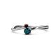 1 - Lucie 4.10 mm Bold Round Red Garnet and London Blue Topaz 2 Stone Promise Ring 