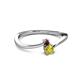 2 - Lucie 4.10 mm Bold Round Red Garnet and Yellow Diamond 2 Stone Promise Ring 