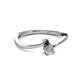 2 - Lucie 4.10 mm Bold Round Red Garnet and Lab Grown Diamond 2 Stone Promise Ring 
