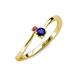 3 - Lucie 4.10 mm Bold Round Rhodolite Garnet and Blue Sapphire 2 Stone Promise Ring 