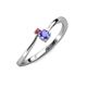 3 - Lucie 4.10 mm Bold Round Rhodolite Garnet and Tanzanite 2 Stone Promise Ring 