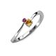 3 - Lucie 4.10 mm Bold Round Rhodolite Garnet and Citrine 2 Stone Promise Ring 