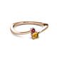 2 - Lucie 4.10 mm Bold Round Rhodolite Garnet and Citrine 2 Stone Promise Ring 