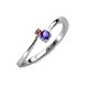 3 - Lucie 4.10 mm Bold Round Rhodolite Garnet and Iolite 2 Stone Promise Ring 