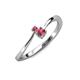 3 - Lucie 4.10 mm Bold Round Rhodolite Garnet 2 Stone Promise Ring 