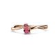 1 - Lucie 4.10 mm Bold Round Rhodolite Garnet 2 Stone Promise Ring 