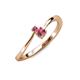 3 - Lucie 4.10 mm Bold Round Rhodolite Garnet 2 Stone Promise Ring 