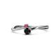 1 - Lucie 4.10 mm Bold Round Rhodolite Garnet and Black Diamond 2 Stone Promise Ring 