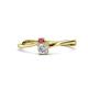 1 - Lucie 4.10 mm Bold Round Rhodolite Garnet and Lab Grown Diamond 2 Stone Promise Ring 