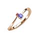 3 - Lucie 4.10 mm Bold Round Rhodolite Garnet and Tanzanite 2 Stone Promise Ring 