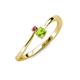 3 - Lucie 4.10 mm Bold Round Rhodolite Garnet and Peridot 2 Stone Promise Ring 