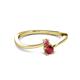 2 - Lucie 4.10 mm Bold Round Rhodolite Garnet and Ruby 2 Stone Promise Ring 