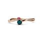 1 - Lucie 4.10 mm Bold Round Rhodolite Garnet and London Blue Topaz 2 Stone Promise Ring 