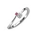 3 - Lucie 4.10 mm Bold Round Rhodolite Garnet and Lab Grown Diamond 2 Stone Promise Ring 