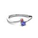 2 - Lucie 4.10 mm Bold Round Rhodolite Garnet and Tanzanite 2 Stone Promise Ring 