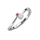 3 - Lucie 4.10 mm Bold Round Rhodolite Garnet and White Sapphire 2 Stone Promise Ring 