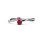 1 - Lucie 4.10 mm Bold Round Rhodolite Garnet and Ruby 2 Stone Promise Ring 